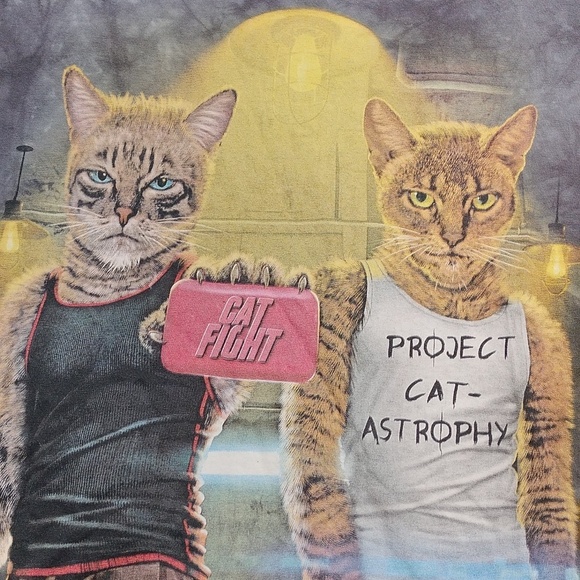 The Mountain Mens Gray Tie Dye Cat Graphic T-Shirt Size XL - Picture 2 of 9